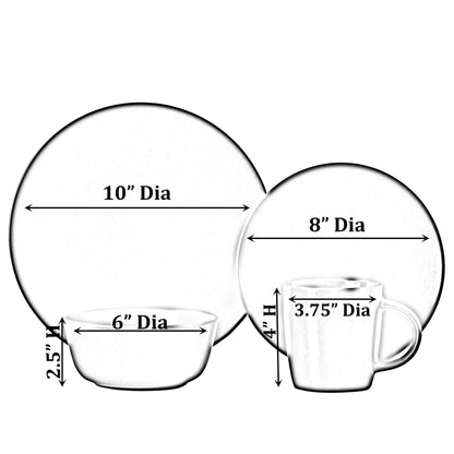 Service de table 16 pièces pour 4 personnes | Tasses, assiettes à salade et assiettes plates, bols, résistant aux ébréchures et aux fissures, noir mat