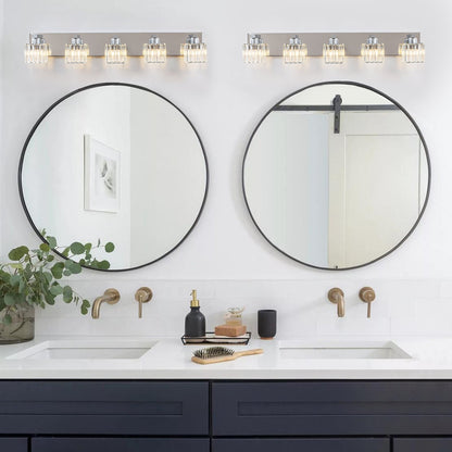 Applique murale de salle de bain à 2/3/4/5 lumières avec abat-jour en cristal