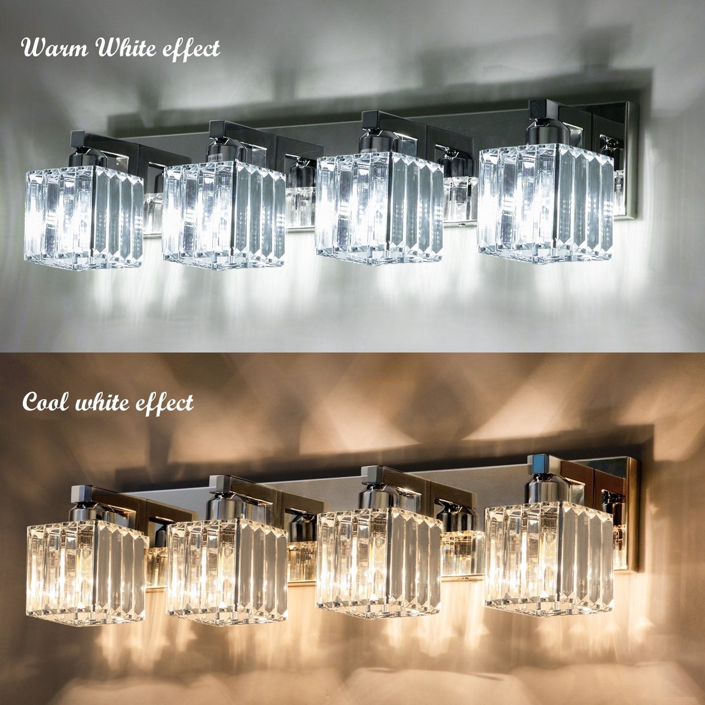 Applique murale de salle de bain à 2/3/4/5 lumières avec abat-jour en cristal