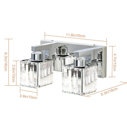 Applique murale de salle de bain à 2/3/4/5 lumières avec abat-jour en cristal