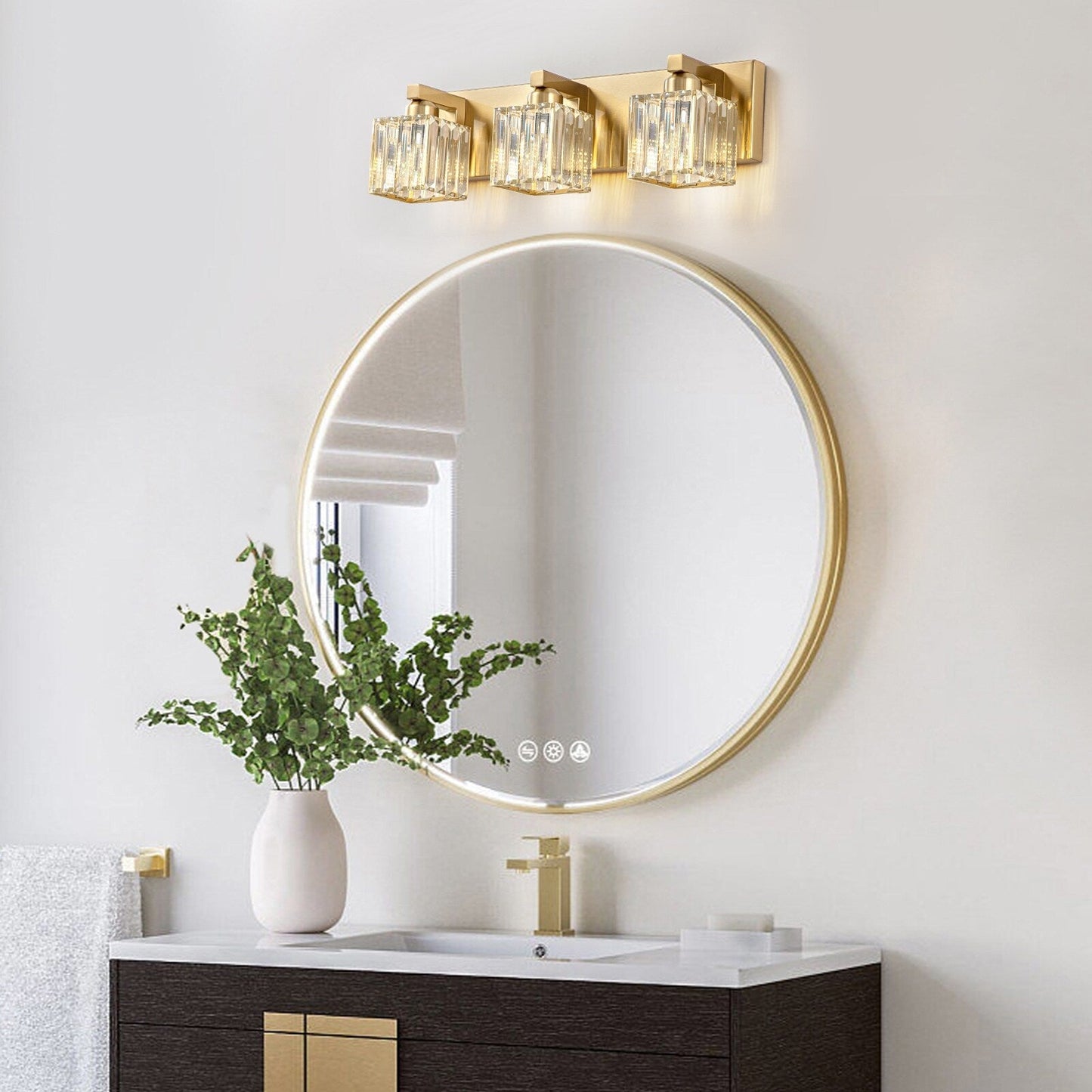 Applique murale de salle de bain à 2/3/4/5 lumières avec abat-jour en cristal