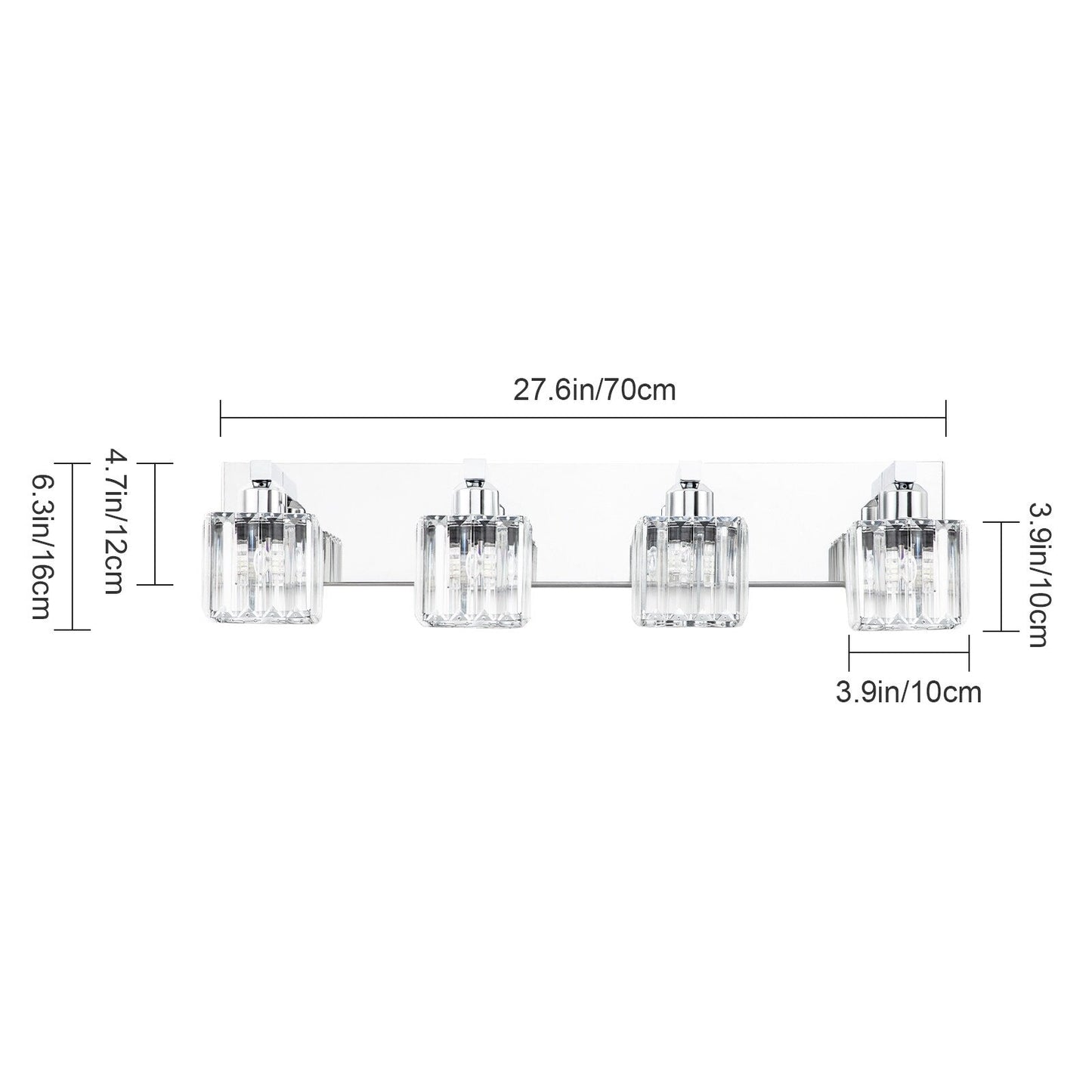 Applique murale de salle de bain à 2/3/4/5 lumières avec abat-jour en cristal