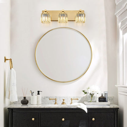 Applique murale de salle de bain à 2/3/4/5 lumières avec abat-jour en cristal