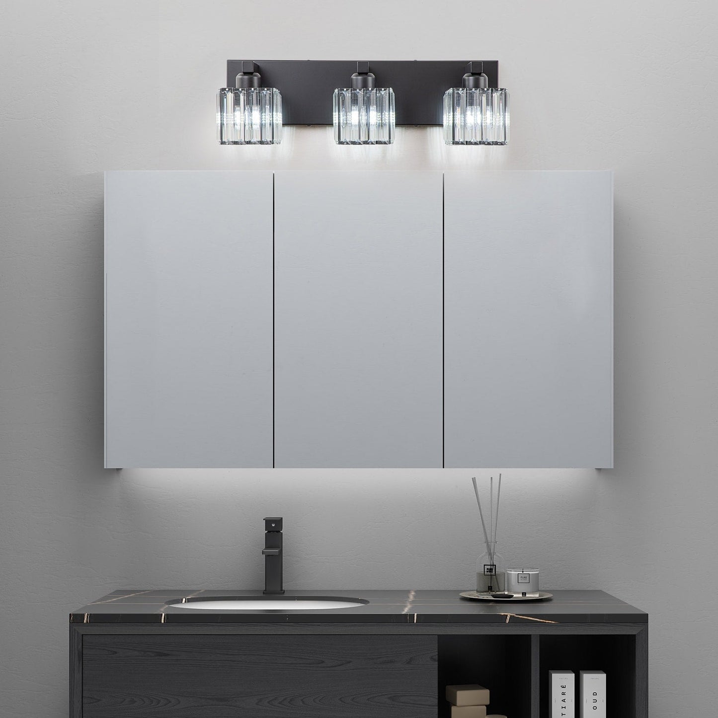 Applique murale de salle de bain à 2/3/4/5 lumières avec abat-jour en cristal