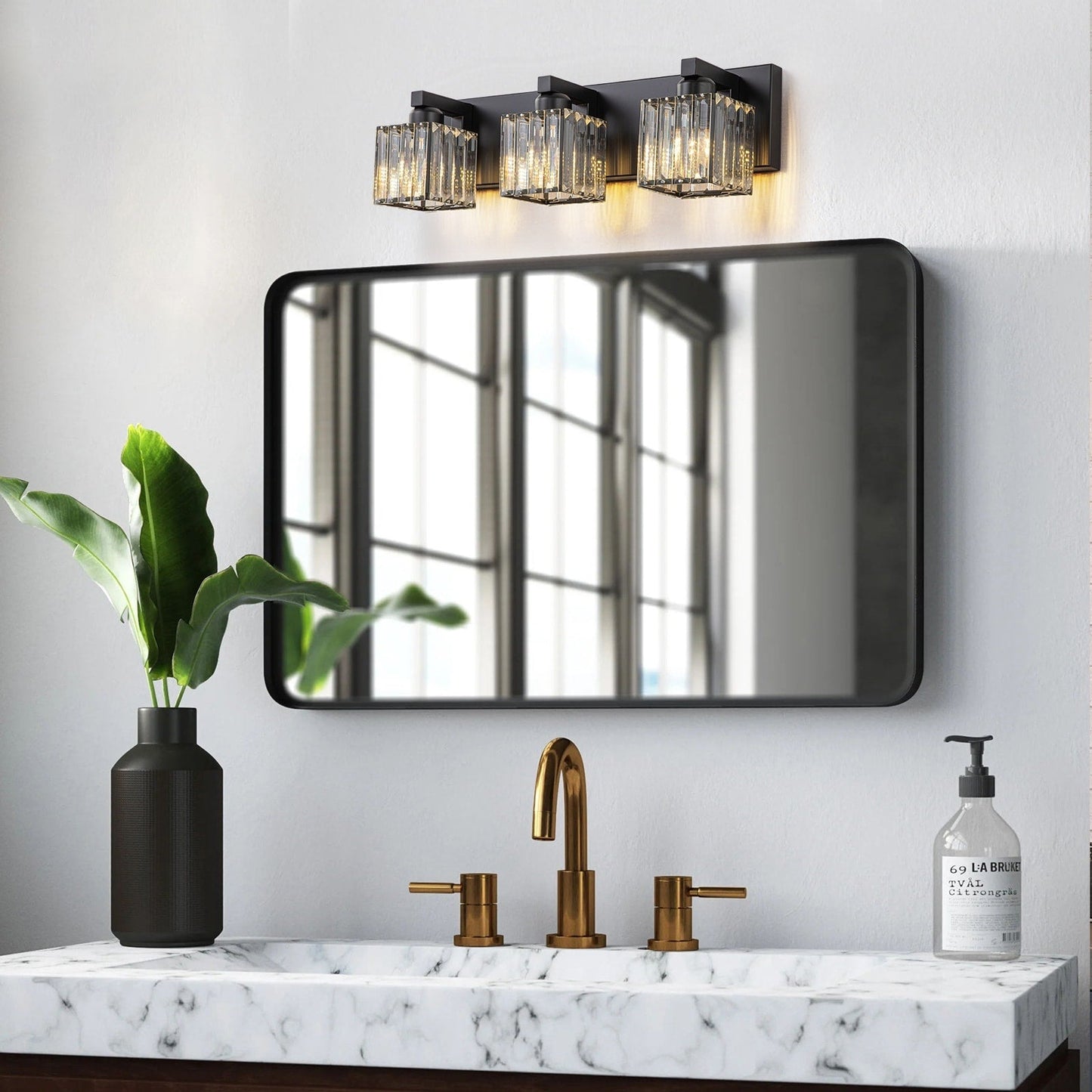 Applique murale de salle de bain à 2/3/4/5 lumières avec abat-jour en cristal