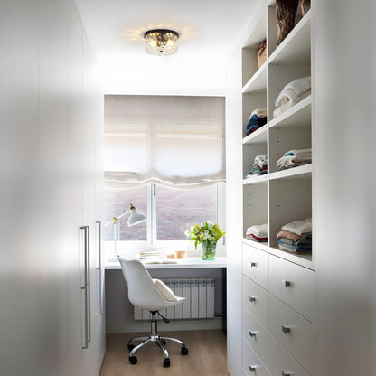 Plafonnier encastré à 2 lumières avec verre martelé transparent