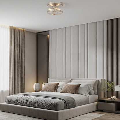 Plafonnier encastré à 2 lumières en verre transparent avec cadre en métal