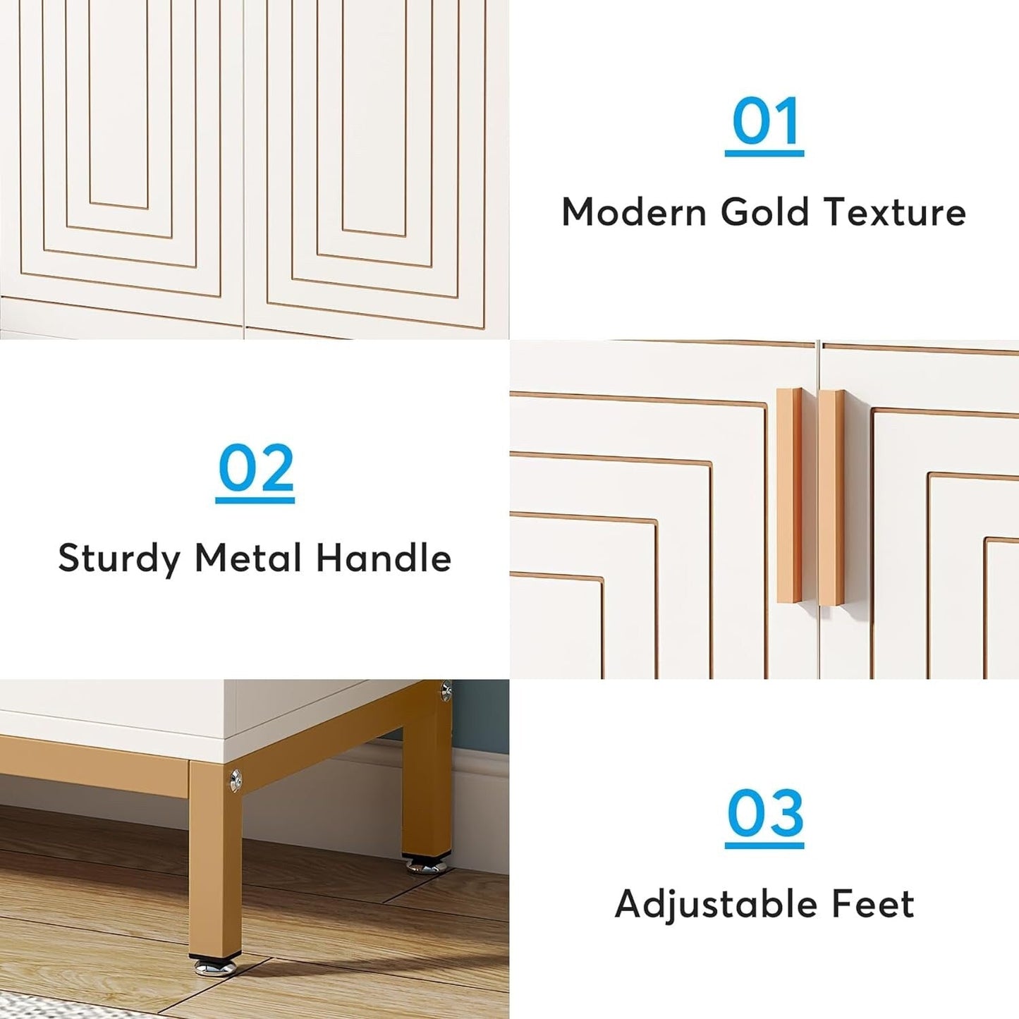 Meuble de rangement à chaussures moderne avec portes, 20 paires, 6 niveaux, pour entrée