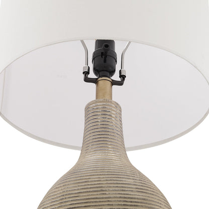 Lampe de table de style campagnard beige délavé/doré de 24,5 pouces avec abat-jour en lin blanc (lot de 2) - 24,5 H