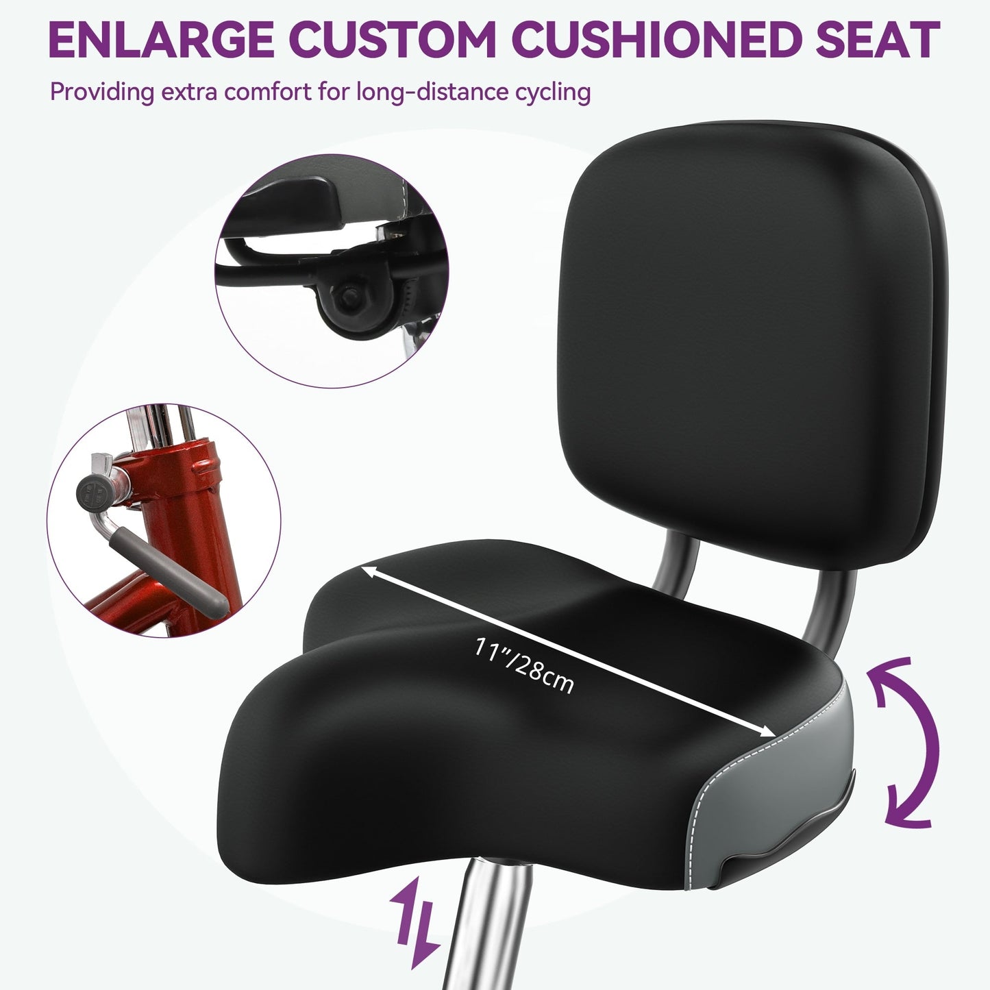 Tricycle bleu pour adulte, 26 vélos à 3 roues avec paniers amovibles