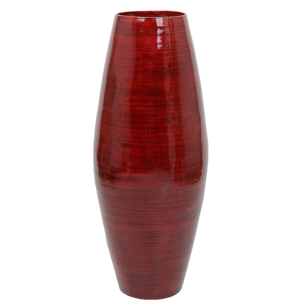Vase cylindrique haut en bambou Uniquewise, élément décoratif pour les halls d'hôtel et les spas, idéal pour le salon ou le couloir.