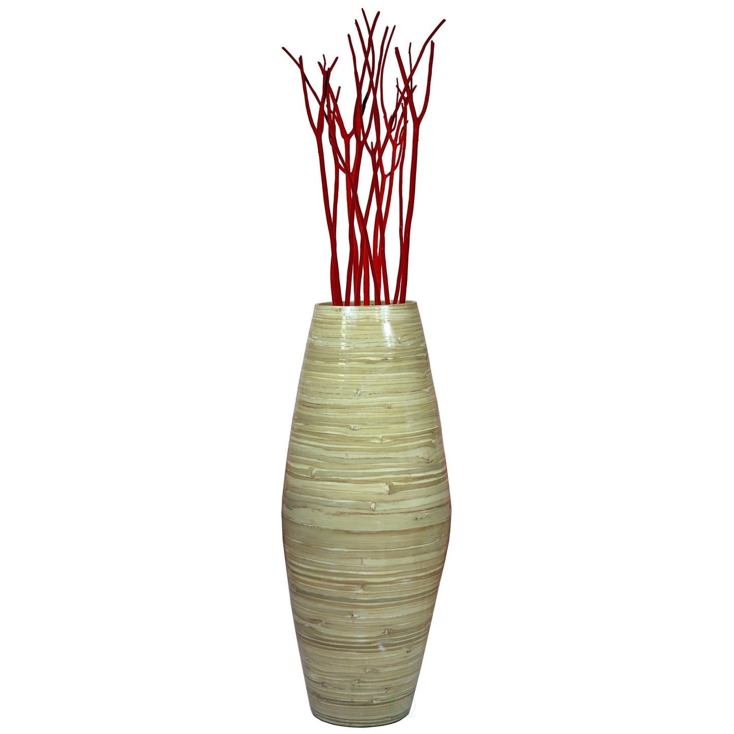 Vase cylindrique haut en bambou Uniquewise, élément décoratif pour les halls d'hôtel et les spas, idéal pour le salon ou le couloir.