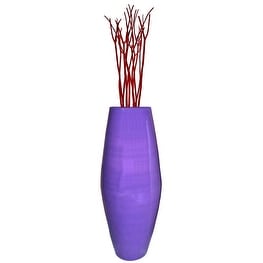 Vase cylindrique haut en bambou Uniquewise, élément décoratif pour les halls d'hôtel et les spas, idéal pour le salon ou le couloir.