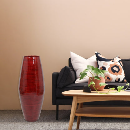 Vase cylindrique haut en bambou Uniquewise, élément décoratif pour les halls d'hôtel et les spas, idéal pour le salon ou le couloir.
