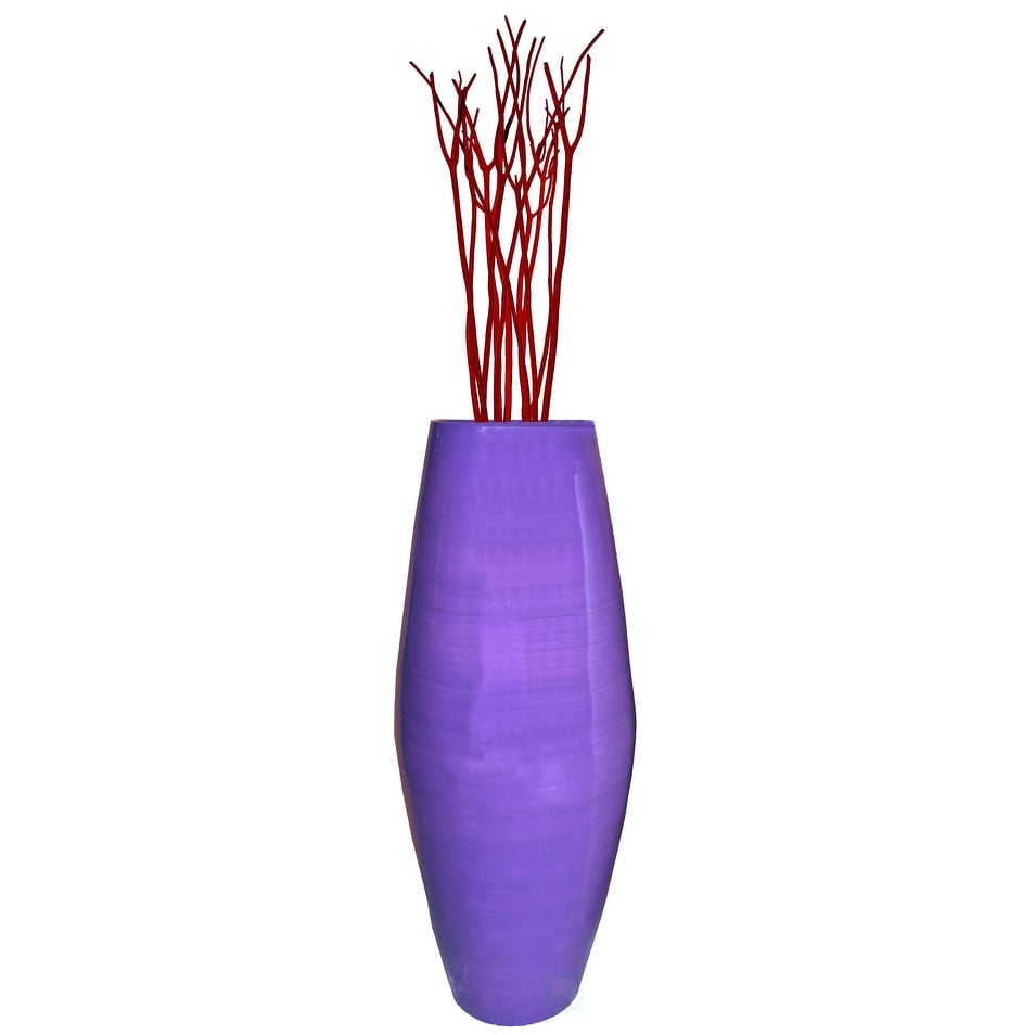 Vase cylindrique haut en bambou Uniquewise, élément décoratif pour les halls d'hôtel et les spas, idéal pour le salon ou le couloir.