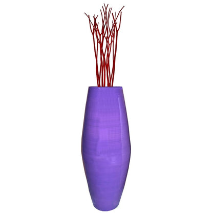 Vase cylindrique haut en bambou Uniquewise, élément décoratif pour les halls d'hôtel et les spas, idéal pour le salon ou le couloir.