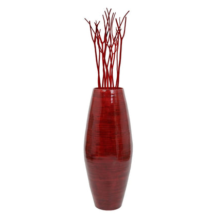 Vase cylindrique haut en bambou Uniquewise, élément décoratif pour les halls d'hôtel et les spas, idéal pour le salon ou le couloir.