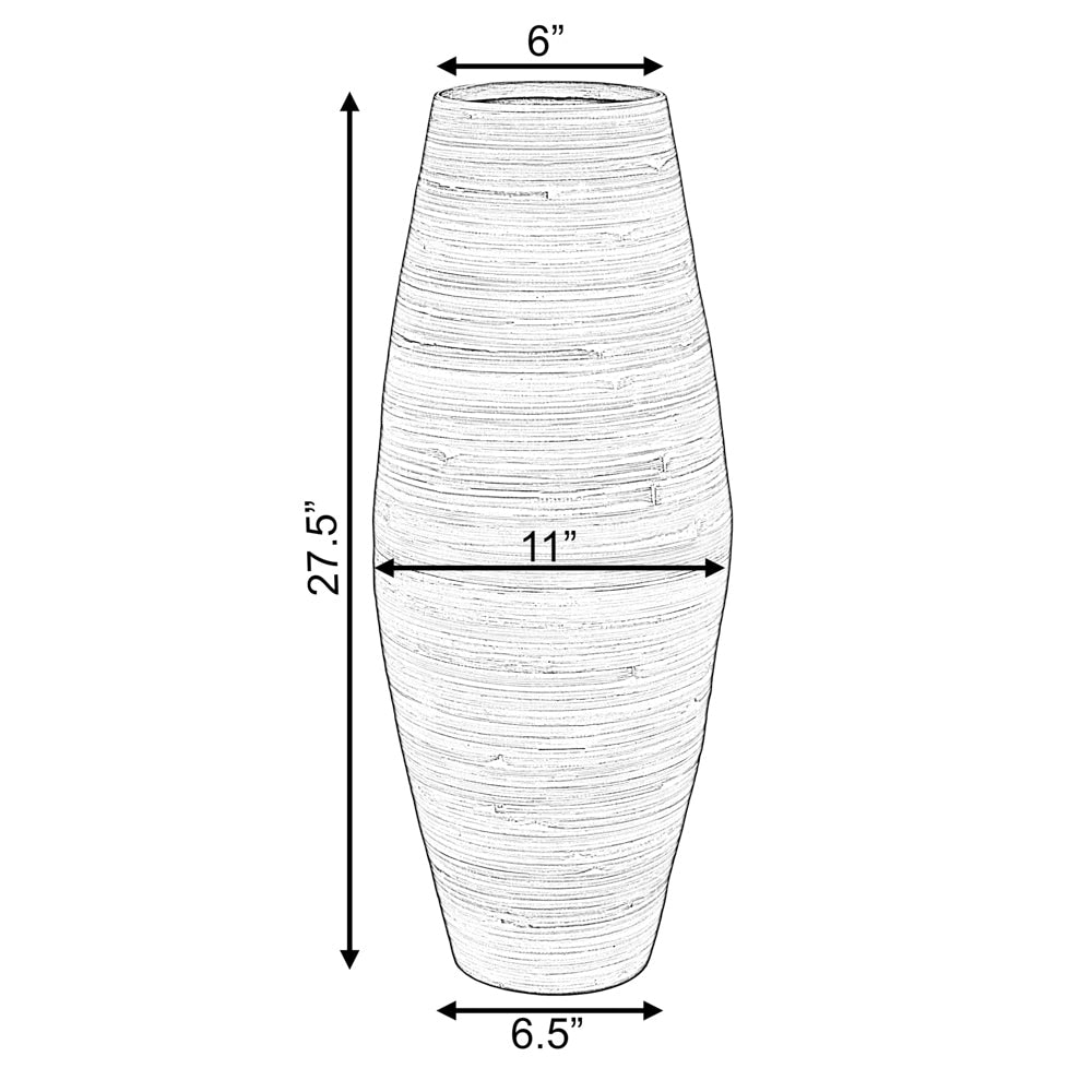 Vase cylindrique haut en bambou Uniquewise, élément décoratif pour les halls d'hôtel et les spas, idéal pour le salon ou le couloir.
