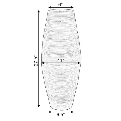 Vase cylindrique haut en bambou Uniquewise, élément décoratif pour les halls d'hôtel et les spas, idéal pour le salon ou le couloir.
