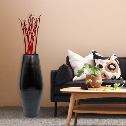 Vase cylindrique haut en bambou Uniquewise, élément décoratif pour les halls d'hôtel et les spas, idéal pour le salon ou le couloir.