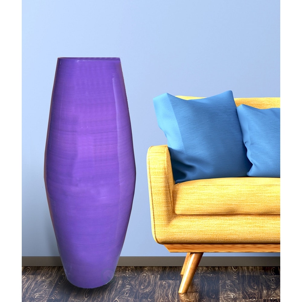 Vase cylindrique haut en bambou Uniquewise, élément décoratif pour les halls d'hôtel et les spas, idéal pour le salon ou le couloir.