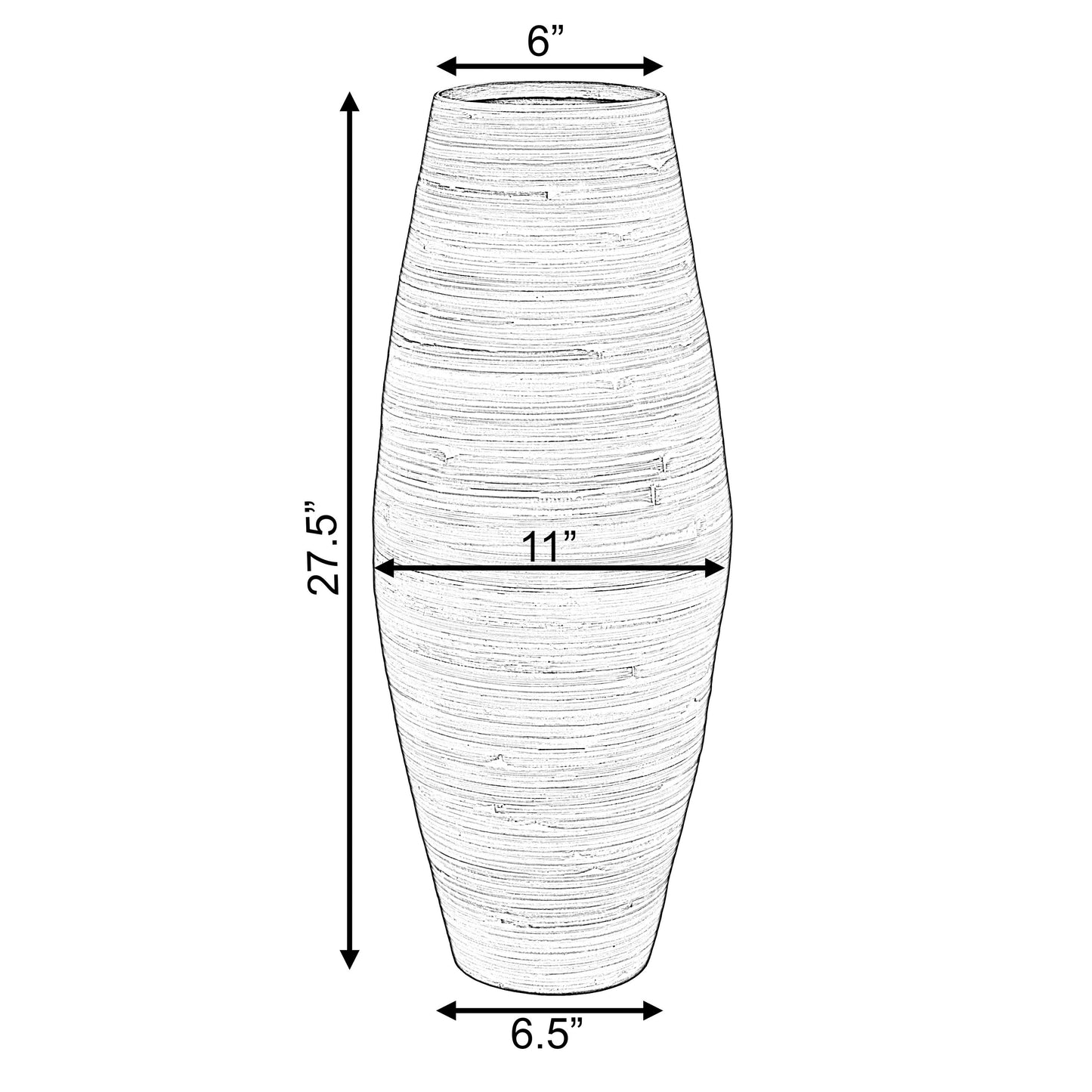 Vase cylindrique haut en bambou Uniquewise, élément décoratif pour les halls d'hôtel et les spas, idéal pour le salon ou le couloir.