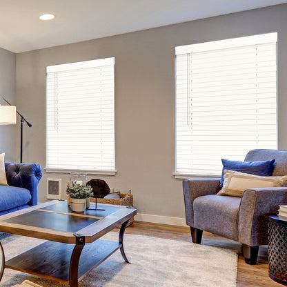 Store vénitien sans cordon en imitation bois - Blanc éclatant