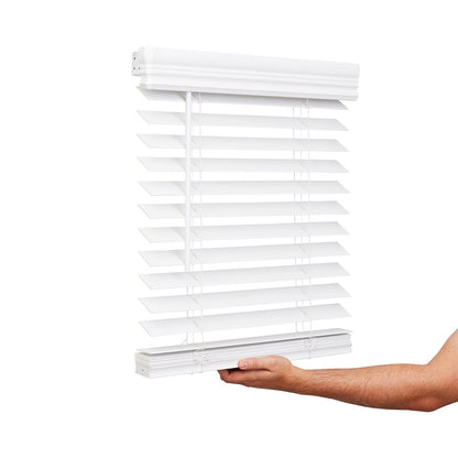 Store vénitien sans cordon en imitation bois - Blanc éclatant