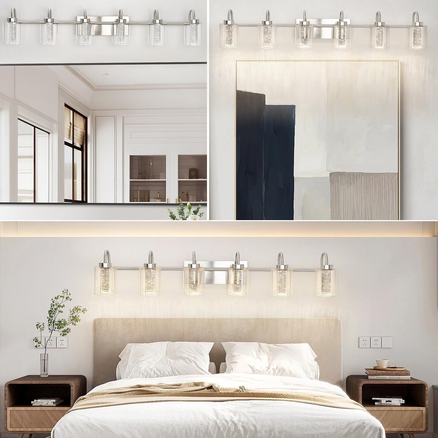 Luminaires de salle de bain en nickel brossé à 3/4/5/6 lumières