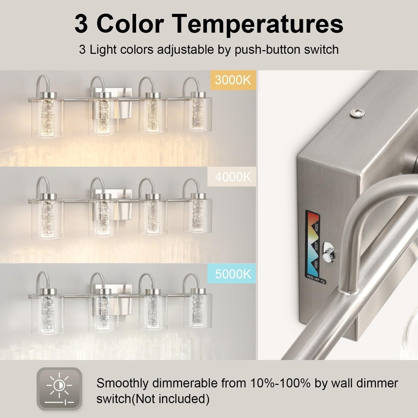 Luminaires de salle de bain en nickel brossé à 3/4/5/6 lumières