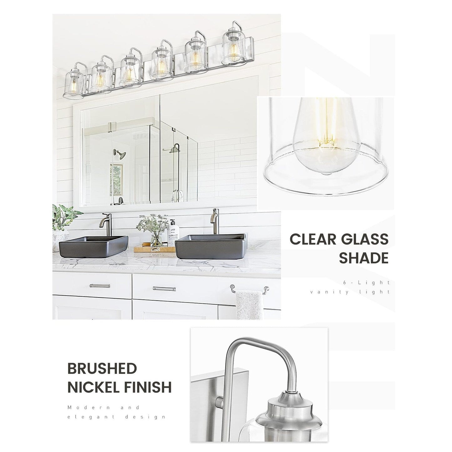 Appliques murales modernes à 3/4/5/6 lumières au-dessus du miroir pour salle de bain