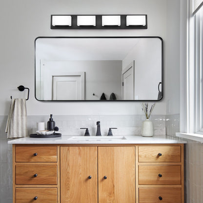 Applique murale LED moderne pour salle de bain, 3/4/5 lumières, noir mat, à intensité variable.