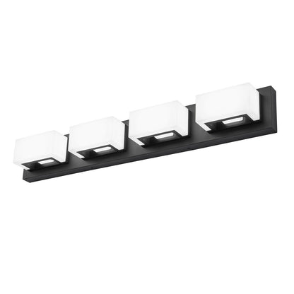 Applique murale LED moderne pour salle de bain, 3/4/5 lumières, noir mat, à intensité variable.