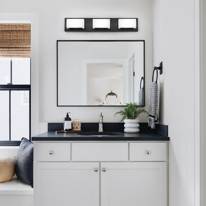 Applique murale LED moderne pour salle de bain, 3/4/5 lumières, noir mat, à intensité variable.