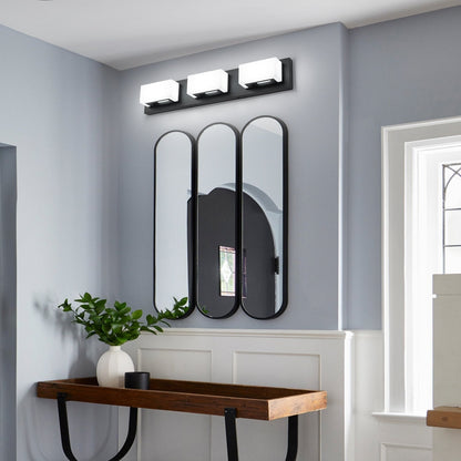 Applique murale LED moderne pour salle de bain, 3/4/5 lumières, noir mat, à intensité variable.