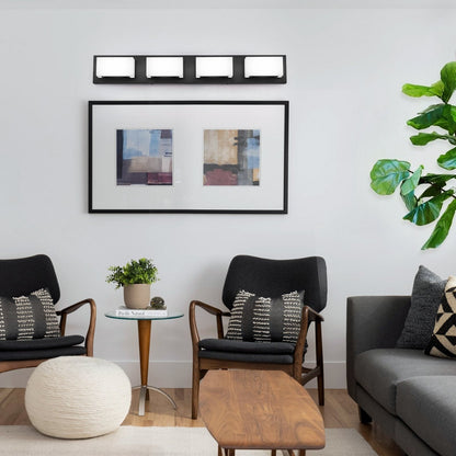 Applique murale LED moderne pour salle de bain, 3/4/5 lumières, noir mat, à intensité variable.