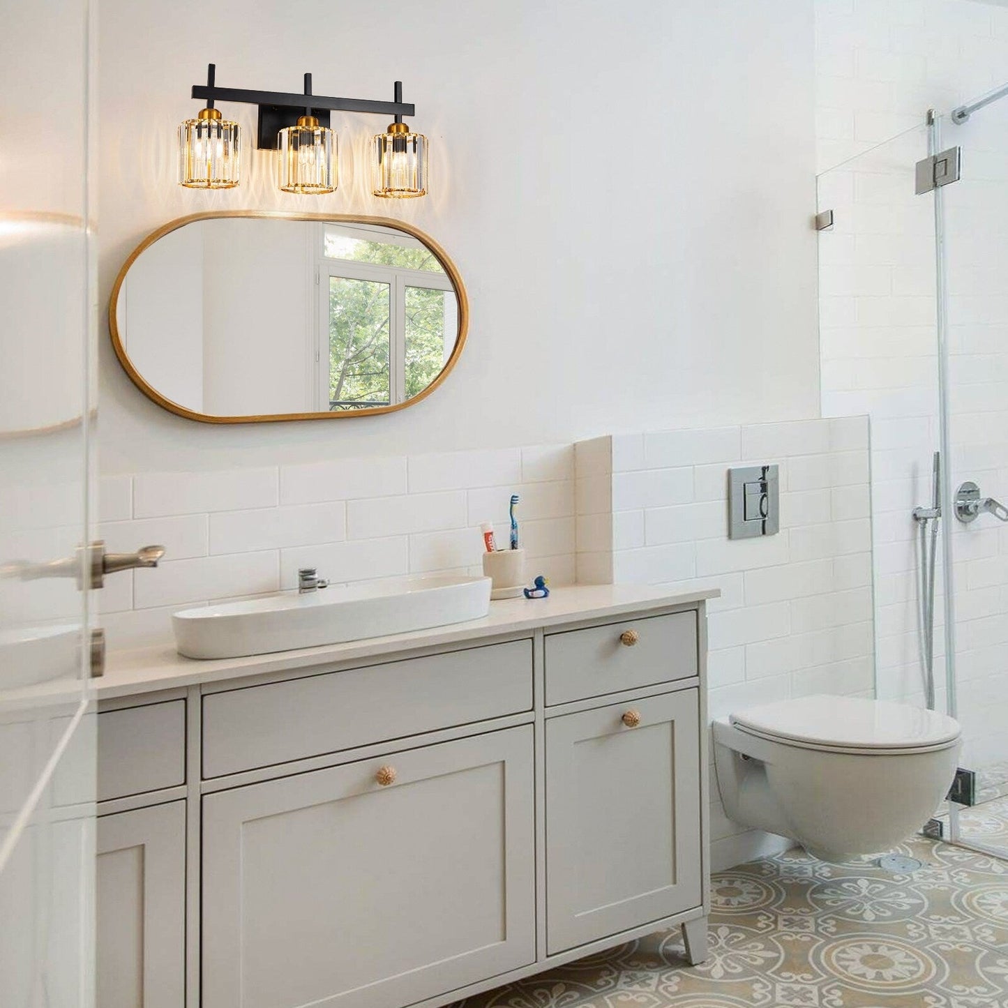 Applique murale moderne à 3/4/5 lumières en cristal, à intensité variable, au-dessus du miroir de salle de bain