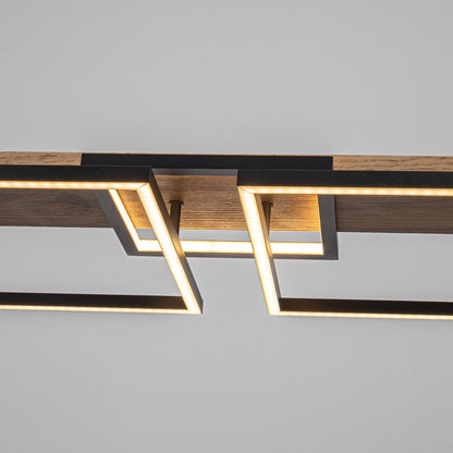 Lustre linéaire en bois à 3/5 lumières LED intégrées pour îlot de cuisine
