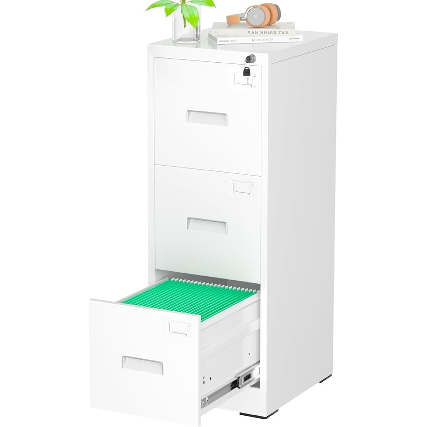 Classeur métallique à 3 tiroirs verrouillables pour bureau à domicile, meuble roulant entièrement assemblé