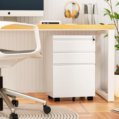 Classeur métallique à 3 tiroirs verrouillables pour bureau à domicile, meuble roulant entièrement assemblé