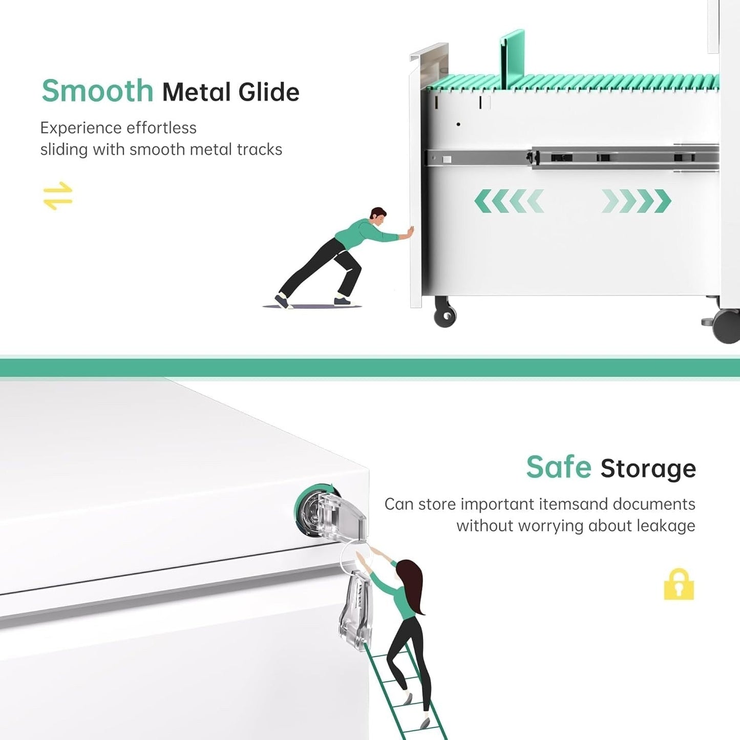 Classeur métallique à 3 tiroirs verrouillables pour bureau à domicile, meuble roulant entièrement assemblé