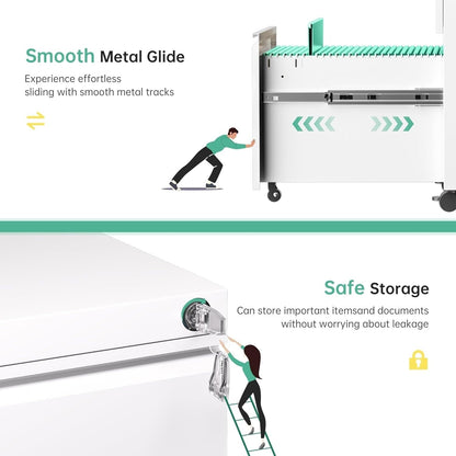 Classeur métallique à 3 tiroirs verrouillables pour bureau à domicile, meuble roulant entièrement assemblé