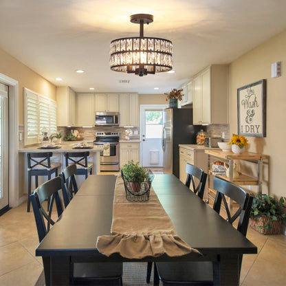 Plafonniers semi-encastrés à 3 lumières en cristal pour salon et couloir