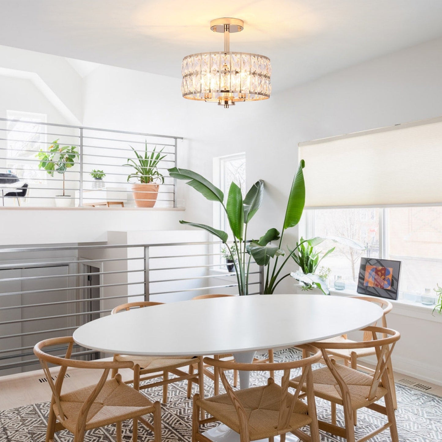 Plafonniers semi-encastrés à 3 lumières en cristal pour salon et couloir