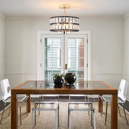 Plafonniers semi-encastrés à 3 lumières en cristal pour salon et couloir