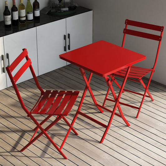 Ensemble bistro minimaliste de patio 3 pièces avec table carrée pliable et chaises - 3 pièces