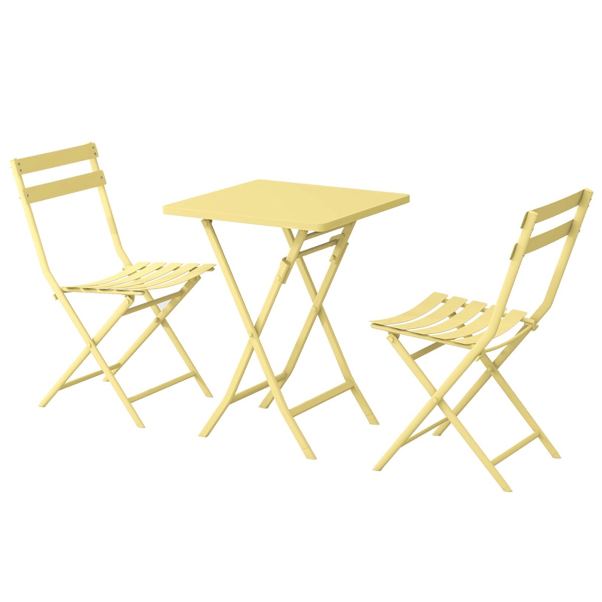 Ensemble bistro minimaliste de patio 3 pièces avec table carrée pliable et chaises - 3 pièces