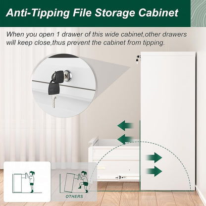 Classeur métallique à 3 tiroirs verrouillables pour bureau à domicile, meuble roulant entièrement assemblé