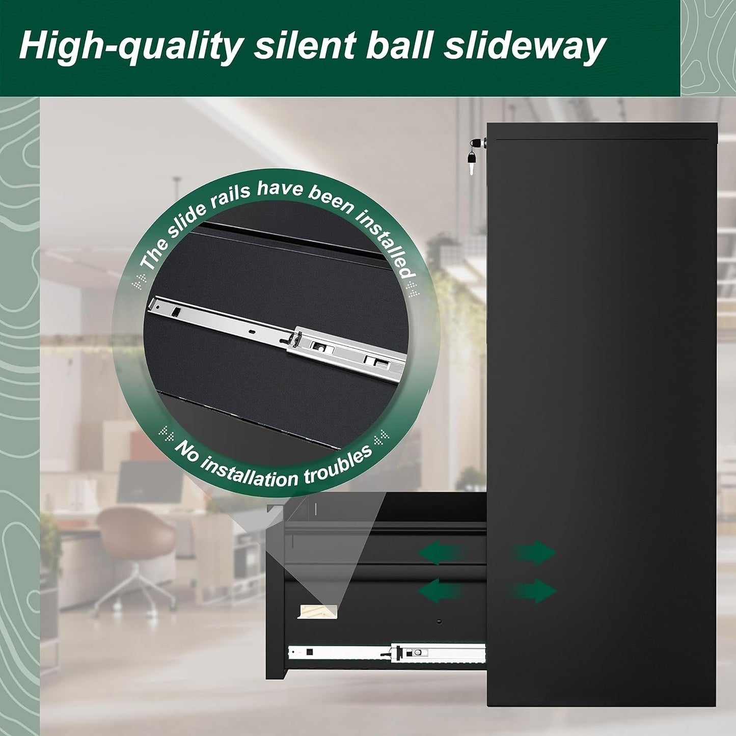 Classeur métallique à 3 tiroirs verrouillables pour bureau à domicile, meuble roulant entièrement assemblé