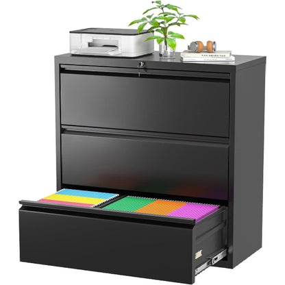 Classeur métallique à 3 tiroirs verrouillables pour bureau à domicile, meuble roulant entièrement assemblé